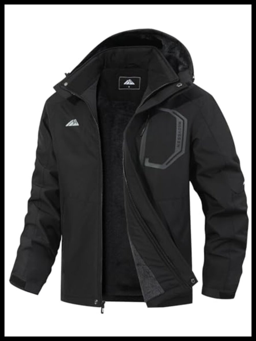 Men's Waterproof Ski Jacket Fleece Lined Hooded Winter Coat